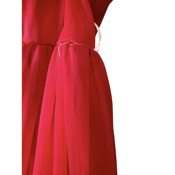 CHARMODE Red Sissy Negligee Nightgown Mid Length sheer pleated accordian Dress - Picture 6 of 14